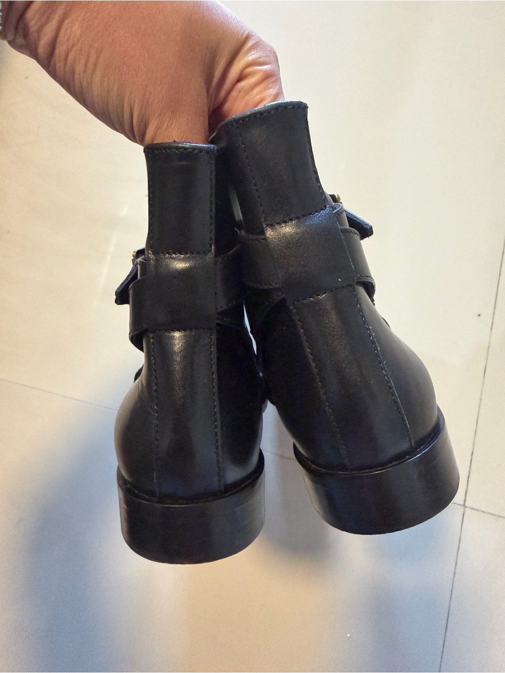 Burberry Black Leather Ankle Booties with Buckle Detail - Picture 2 of 10